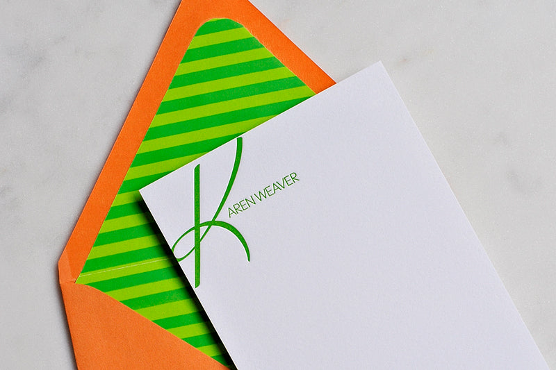 Lime Green and Grass Green Stripe Vintage Paper